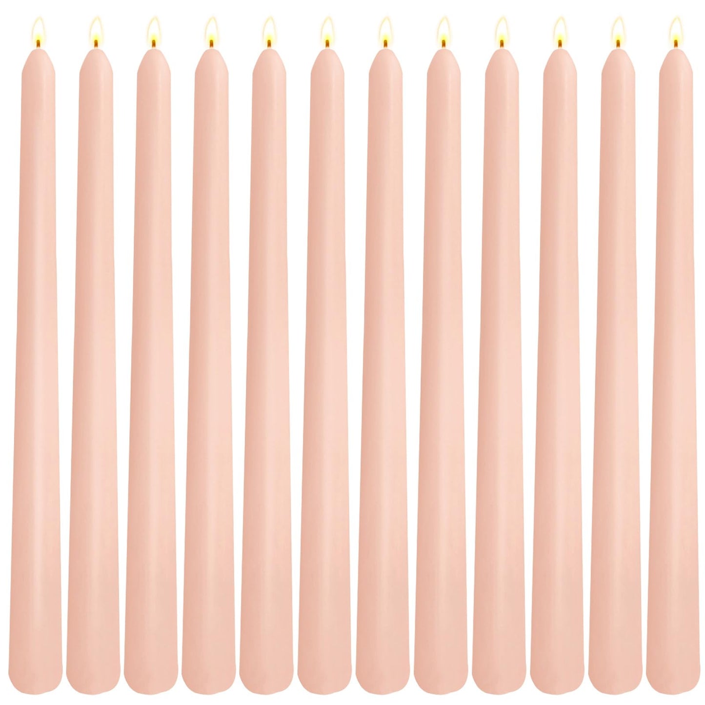 12 Pack 10 inch Soft Peach Taper Candles, Unscented Dripless Candlesticks Bulk for Home Dinner Wedding Romantic, Long-Lasting Burn Time of 7-8 Hour