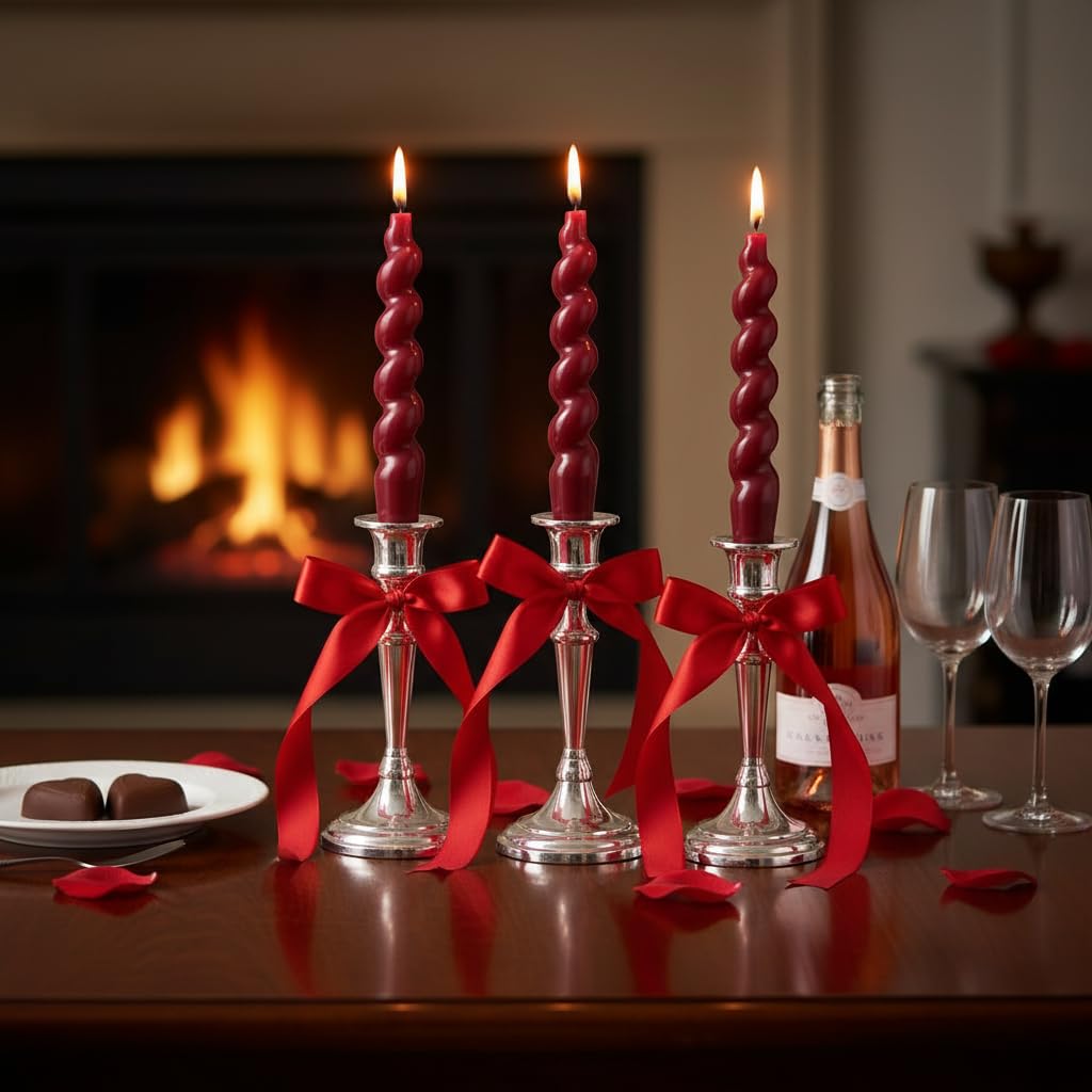 Red Taper Candles Short Candlesticks, 7.5inch Unscented Candle Sticks Dinner Candles for Wedding Centerpiece Home Table Mother's Day Housewarming Party,4 Pack
