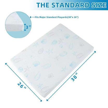 HDJOAPS Pack and Play Mattress 38"x26"x3", Crib Mattress Pad for Playard, Pack n Play Mattress with Soft Breathable Washable Cover for Baby and Toddler