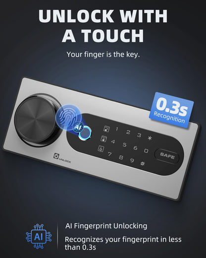 DAYI Biometric Fingerprint Safe Box, 2.0 Cubic Feet Home Safes with Fireproof Bag, Digital Touchpad Security Safe for Money Cash Documents, Dual Alarm System - 45 Plus