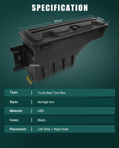 SCITOO Truck Bed Tool Box for Jeep Gladiator 2020-2023 Left & Right Side,Multi-Compartment Dividers Organized Storage,Heavy Duty & No-Drill Installation