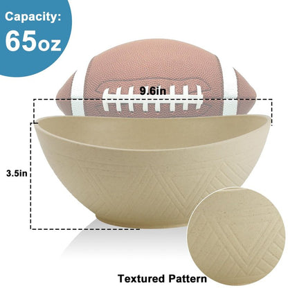 BUSOKIP Large Bowls 65 OZ, Wheat Straw Bowls Set of 4, Unbreakable Salad Bowl, Microwave & Dishwasher Safe Big Bowl, Kitchen Serving Bowl for Salad, Cereal, Soup and Oatmeal (Beige)