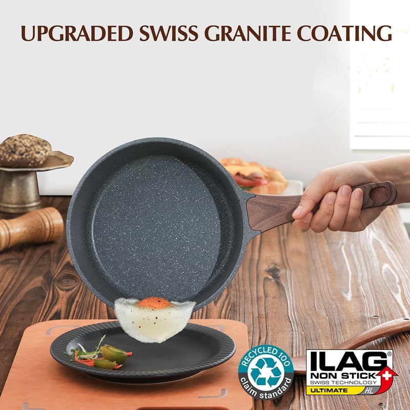 SENSARTE Nonstick Saucepan - 2.0 Quart Small Pot with Swiss Granite Coating & Stay-Cool Handle