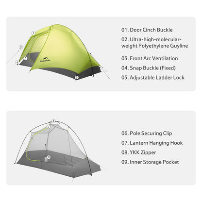 Naturehike Star Trail 2.3lb One Person Tent, Easy Setup, Compact, Spacious, Ultralight 1 Person Backpacking Tent for Camping, Outdoor, Hiking and Mountaineering