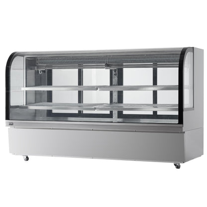VEVOR Deli Case, 32 Cu.Ft./901L Large Pastry Display Case, 4-Tier Commercial Display Refrigerator with LED Lighting, Downdraft Cooling, Movable with Casters, for Bakery