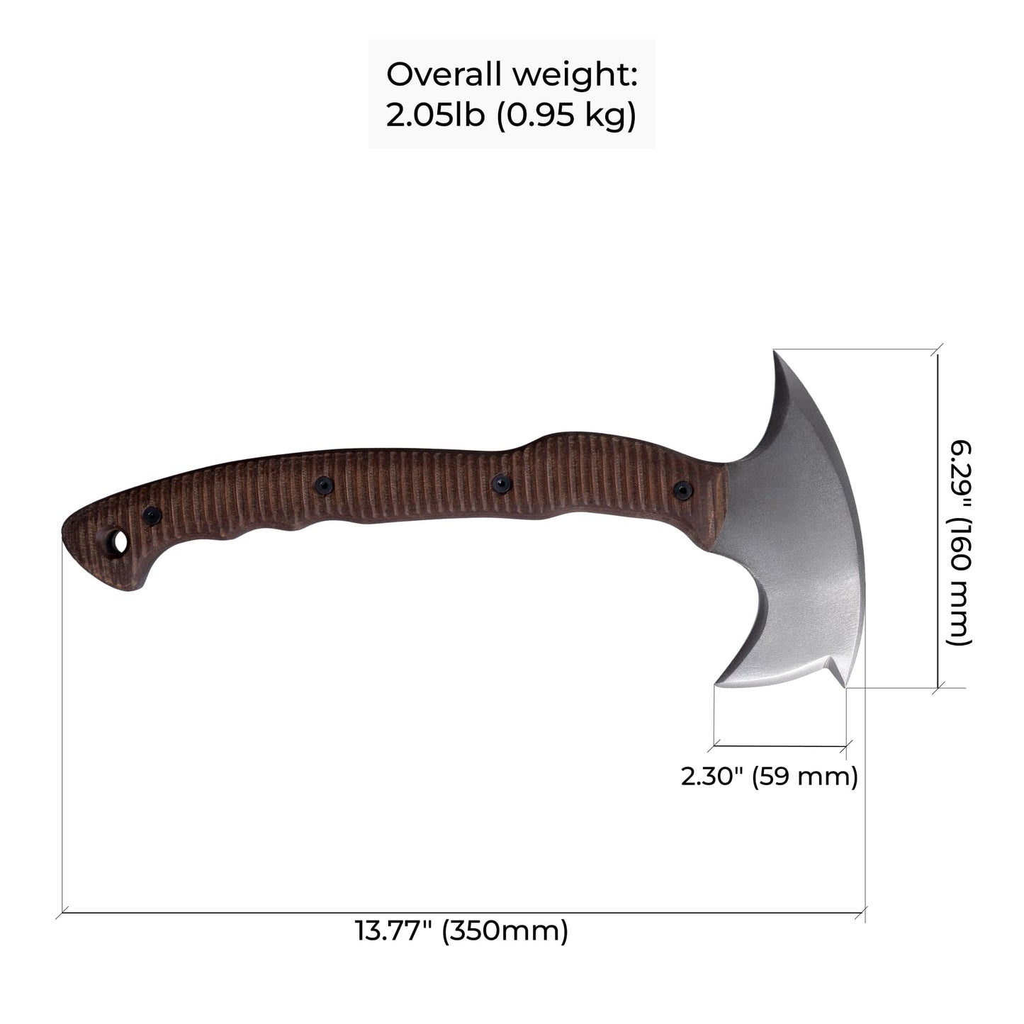 AncientSmithy Tomahawk Axe - Handmade Tactical Tomahawk Hatchet - Full Tang Combat Axe for Military Camping and Outdoor Activities (Three Spikes with Kydex Case)