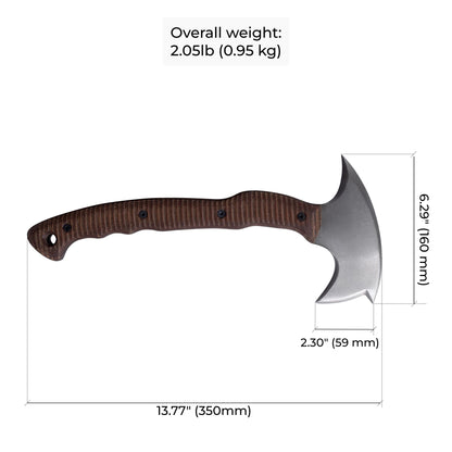 AncientSmithy Tomahawk Axe - Handmade Tactical Tomahawk Hatchet - Full Tang Combat Axe for Military Camping and Outdoor Activities (Three Spikes with Kydex Case)