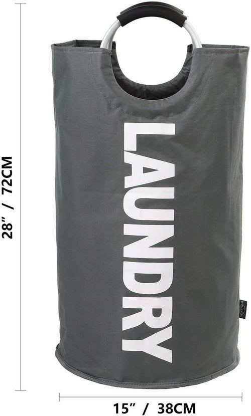 DOKEHOM Large 82L Laundry Basket - Collapsible Freestanding Hamper in Dark Grey
