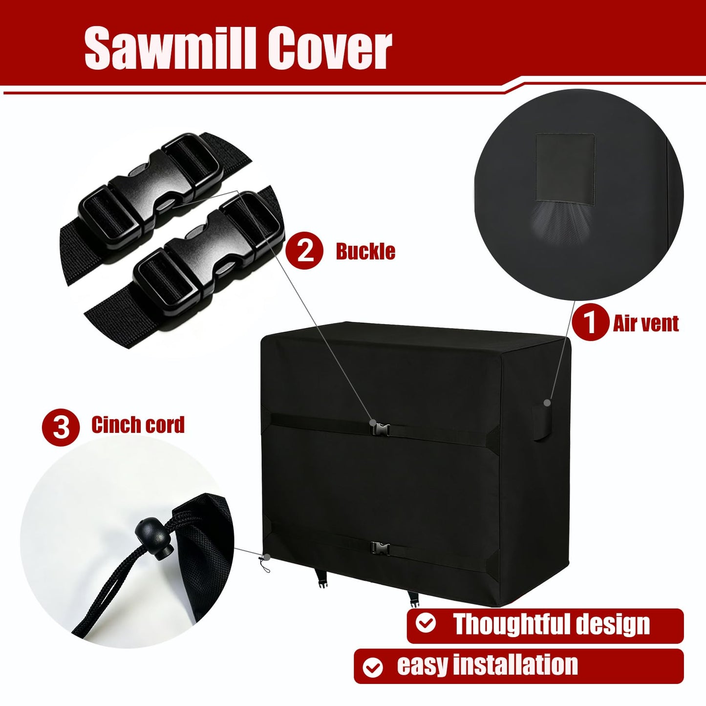 Sawmill Cover, Heavy Duty Black, Portable Custom Fitted for SM-26 & SM-32 – Waterproof, UV & Tear Resistant, All-Weather Outdoor Storage Protection-Only Cover