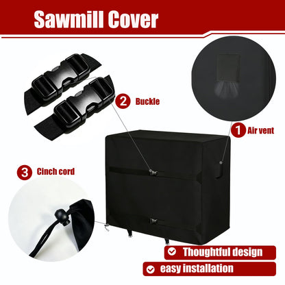 Sawmill Cover, Heavy Duty Black, Portable Custom Fitted for SM-26 & SM-32 – Waterproof, UV & Tear Resistant, All-Weather Outdoor Storage Protection-Only Cover