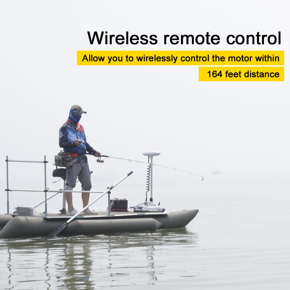 AQUOS Haswing CaymanB Bow Mount Electric Trolling Motor with Wireless Remote- 55 Lb. Thrust, 48in. Shaft, Saltwater & Freshwater