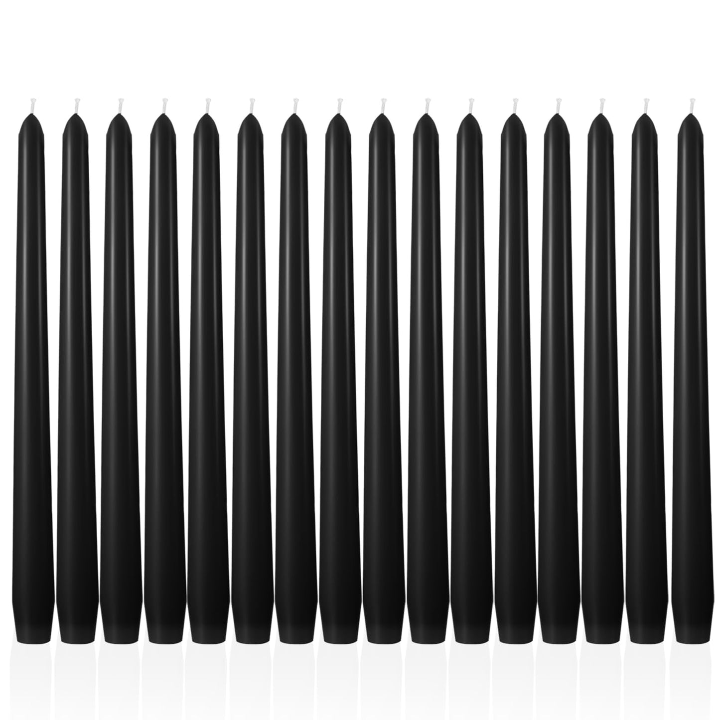 MTLEE 16 Pcs 10 Inch Long Tapered Candle Stick Bulk Smokeless Unscented Burning Candlestick Paraffin Wax with Cotton Wick for Valentine's Day Baby Shower Wedding Holiday Party Church (Black)