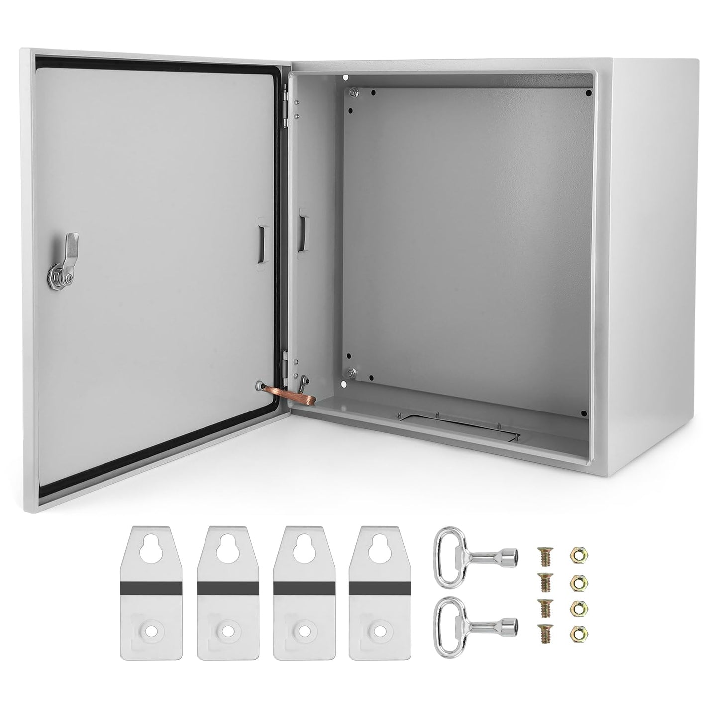 Outdoor Electrical Box,24x24x12 Inch Steel Electrical Box,IP66 Waterproof & Dustproof,Electrical Enclosure with Hinged Lockable Door and Mounting Plate for Commercial & Residential Circuit Protection