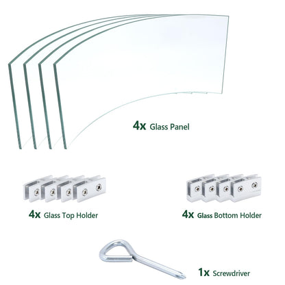 vchin Fire Pit Wind Guard, 23" Glass Wind Guard for Fire Pit Round Table, Made of Clear Tempered Glass Set with Assembly Instructions