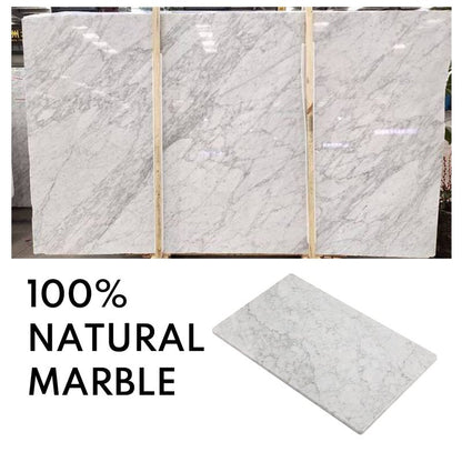 Lovdeco Marble Cutting Board, Pastry Board For Kitchen, Carrara White Marble Slab Gift With Non-Slip Feets, 12x20 Inch, 1 Piece