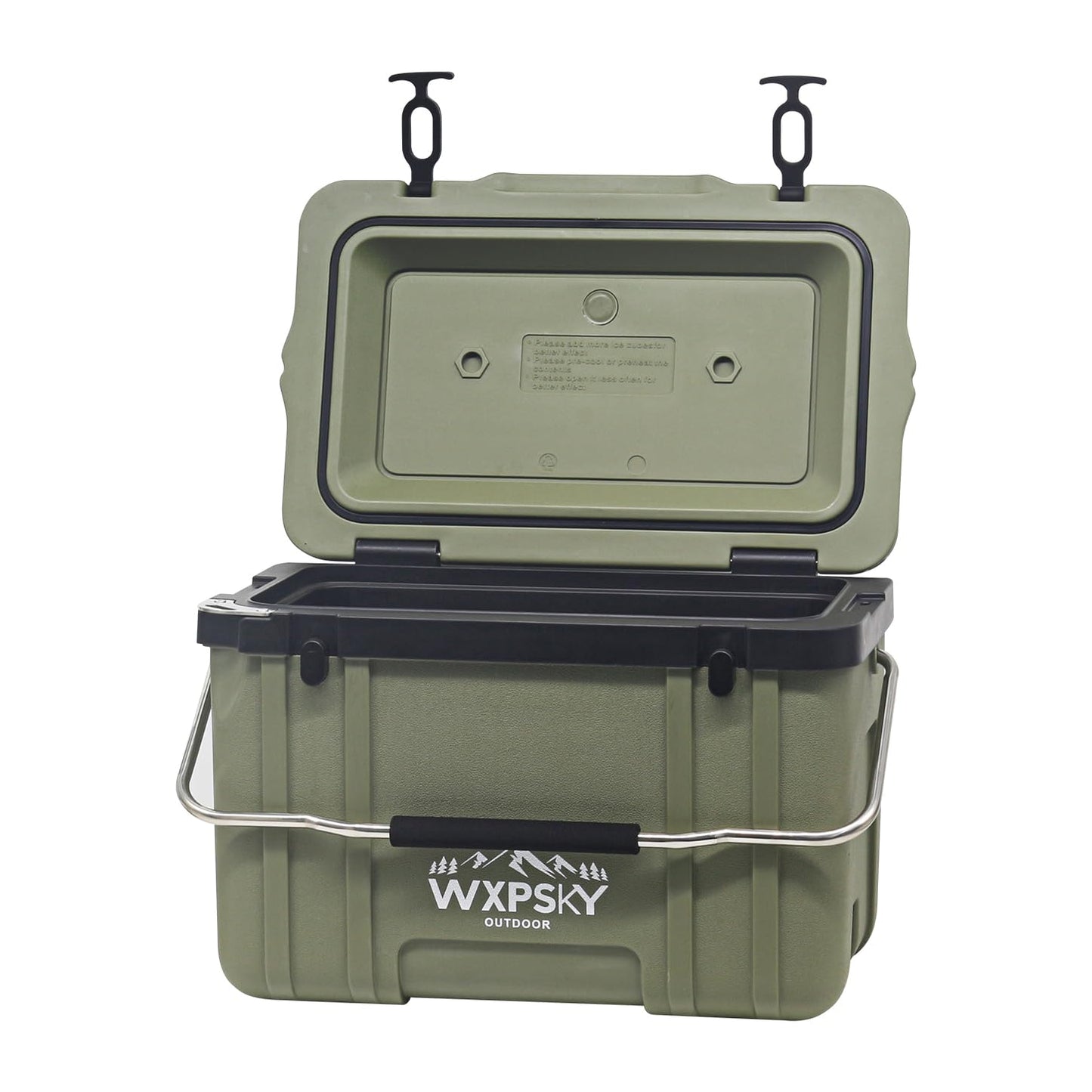 WXPSKY Rotomolded Cooler, 27Qt Hard Cooler with Heavy Duty Handles, Drain Outlet, Ice Retention to 3-5 Days, Insulated Ice Chest for Camping/Beach/Tailgating Boat Fishing & More (Green)