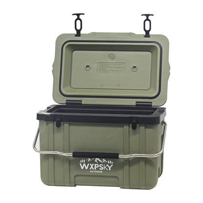 WXPSKY Rotomolded Cooler, 27Qt Hard Cooler with Heavy Duty Handles, Drain Outlet, Ice Retention to 3-5 Days, Insulated Ice Chest for Camping/Beach/Tailgating Boat Fishing & More (Green)
