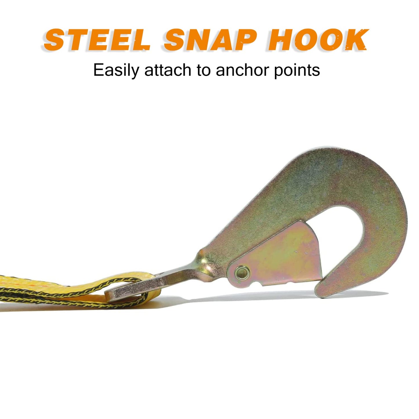 Autofonder Heavy Duty Adjustable Car Tie Down Kit with Snap Hooks -Break Strength 10,000 lbs-Working Load 3333 lbs-Bonus Includes 4 Pack 36" Axle Straps with D-Ring(Yellow)