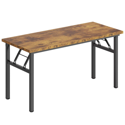 DlandHome Large Computer Desk, Folding Desk, Decent and Steady Home Office Desk/Workstation/Table 54.3inch Retro Black