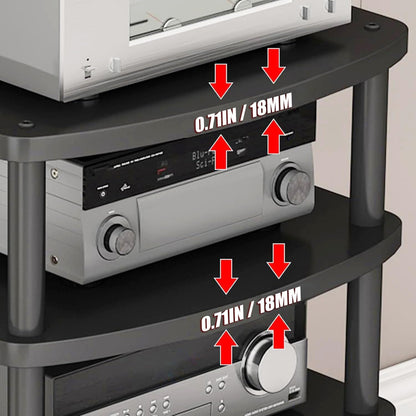 XEOKXOIT 4 Tier AV Media Stand, Audio Rack Tower Adjustable Height, TV Game Console Equipment Shelf, CD Record Player Stereo Component Rack Cabinet for Home Theater Studio (Black)