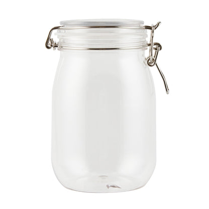 Restaurantware-Met Lux 39 Ounce Mason Jars, 20 Airtight Storage Jars With Lids - Rubber Gasket, Wide Mouth, Clear Plastic Round Canisters, Durable, For Kitchen And Pantry Storage Of Bulk Dry Food