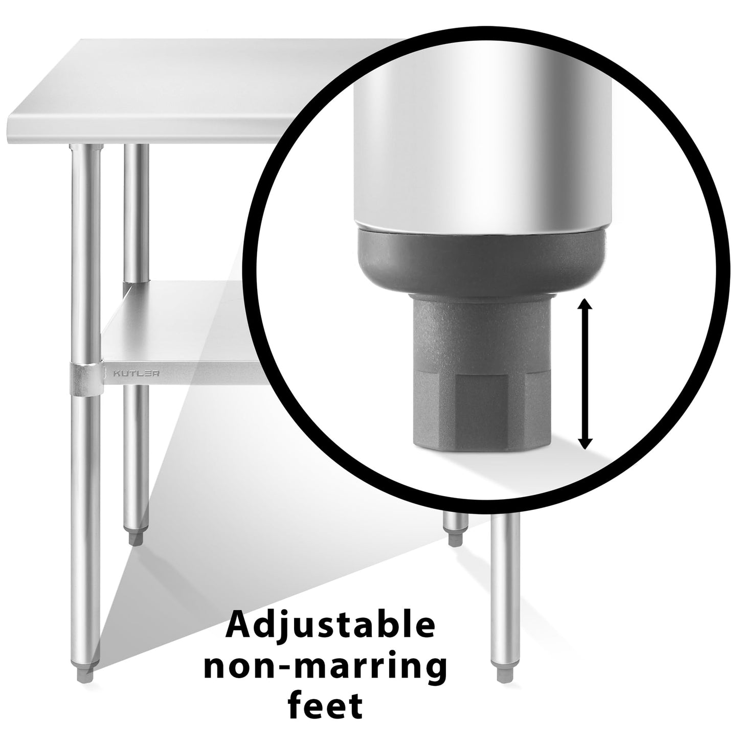 KUTLER Stainless Steel Table 24 x 36 Inches, NSF Heavy Duty Commercial Kitchen Prep and Work Table with Undershelf for Restaurant, Hotel, Home