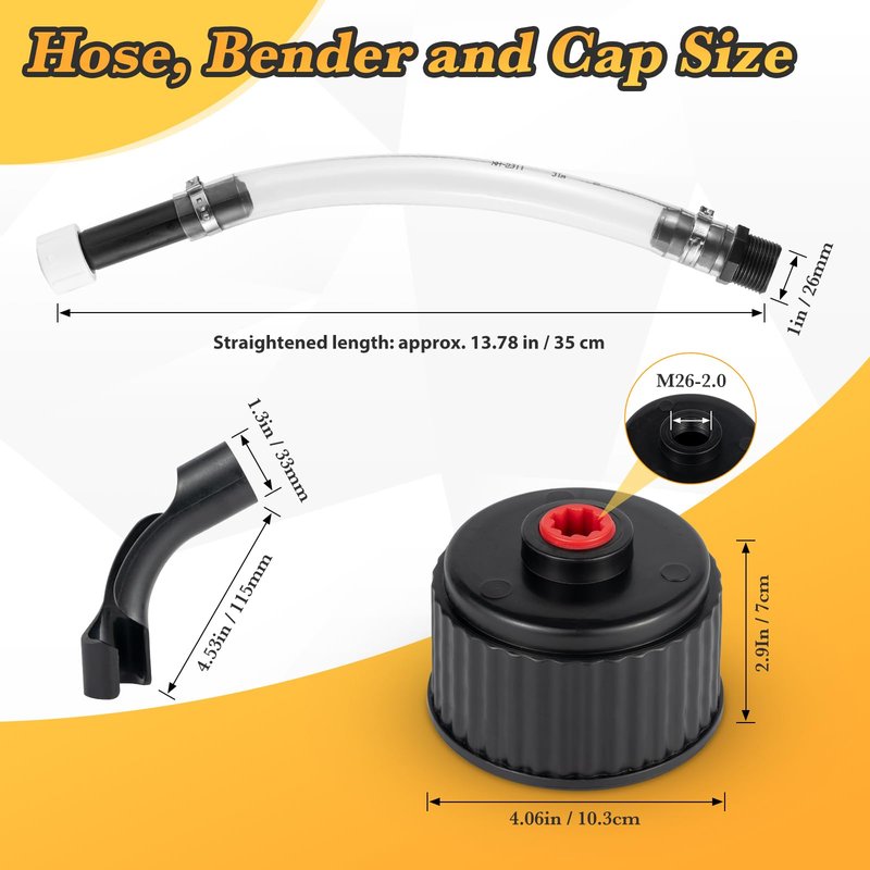 Gas Cans Hose Kit, 4 Racing Vp Fuel Jug Hoses with 2 benders and 2 caps, Racing Jugs Hose Quick Fill Spout Replacement, for Gas Cans, Racing Vp Fuel Jug and 5/5.5 Gallon Jugs
