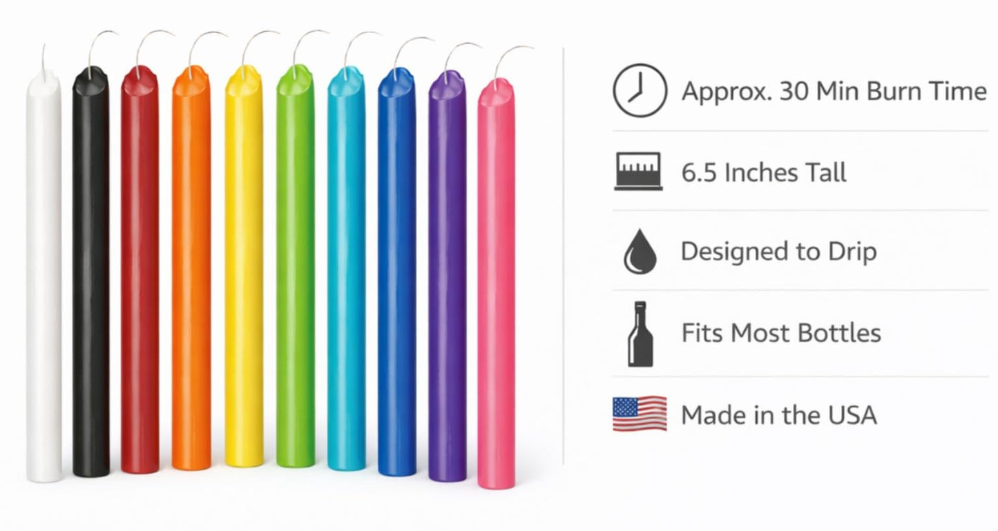 Funny Guy Mugs Drip Candles – 12 Pack Orange Dripping Wax Candles, 6.5” Unscented Tapers for Bottle Drip Décor & Statement Centerpiece