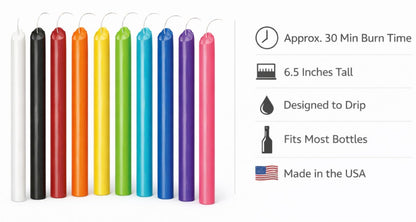 Funny Guy Mugs Drip Candles – 12 Pack Orange Dripping Wax Candles, 6.5” Unscented Tapers for Bottle Drip Décor & Statement Centerpiece