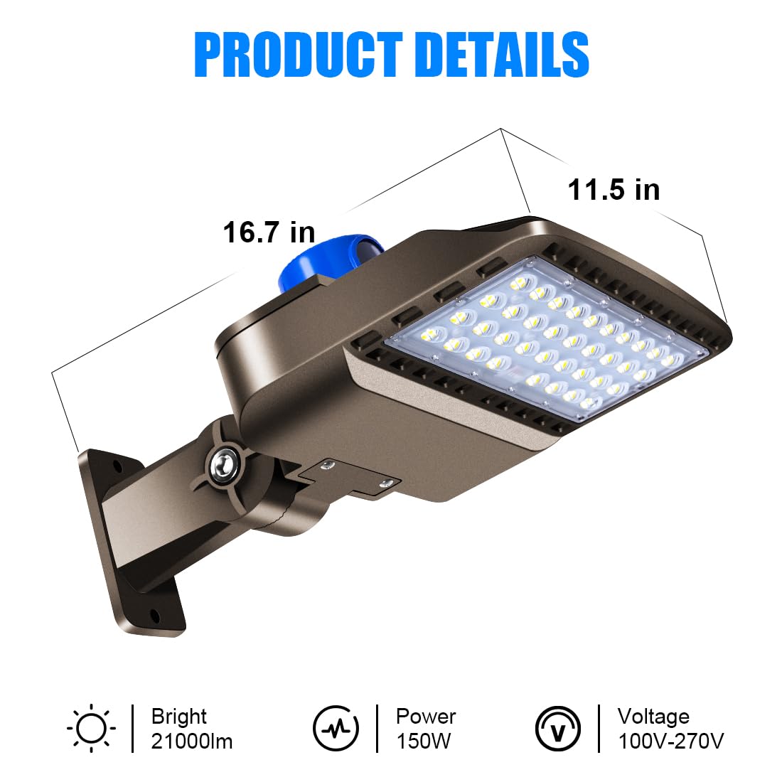 Juyace 3 Pack 150W LED Parking Lot Light Dusk to Dawn, 21000LM Super Bright Shoe Box Street Lights, IP65 Waterproof Commercial Area Flood Lighting for Yard Barn Wall Mount, 110-277V, 5000K Daylight