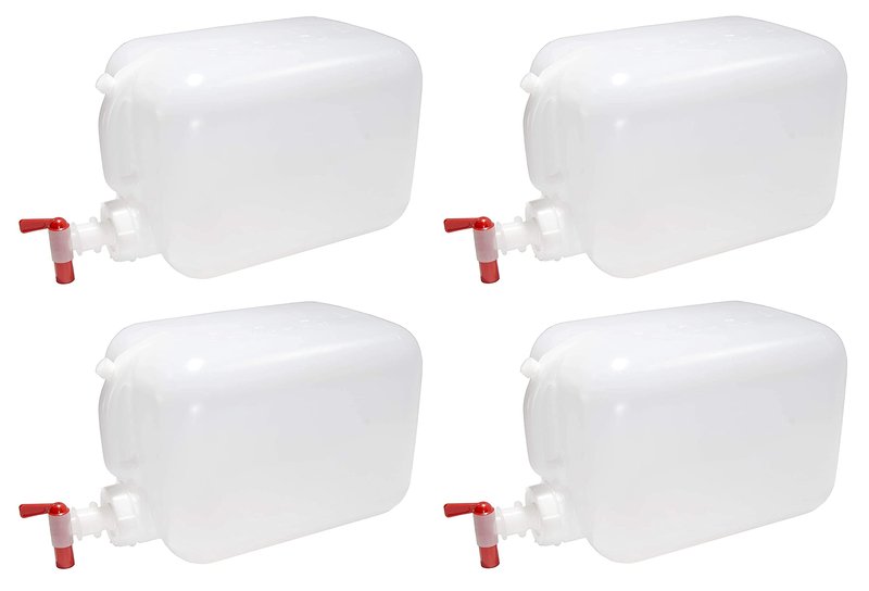 North Mountain Supply 5 Gallon Vented Plastic Hedpak/Carboy - with Cap & Faucet - Pack of 4