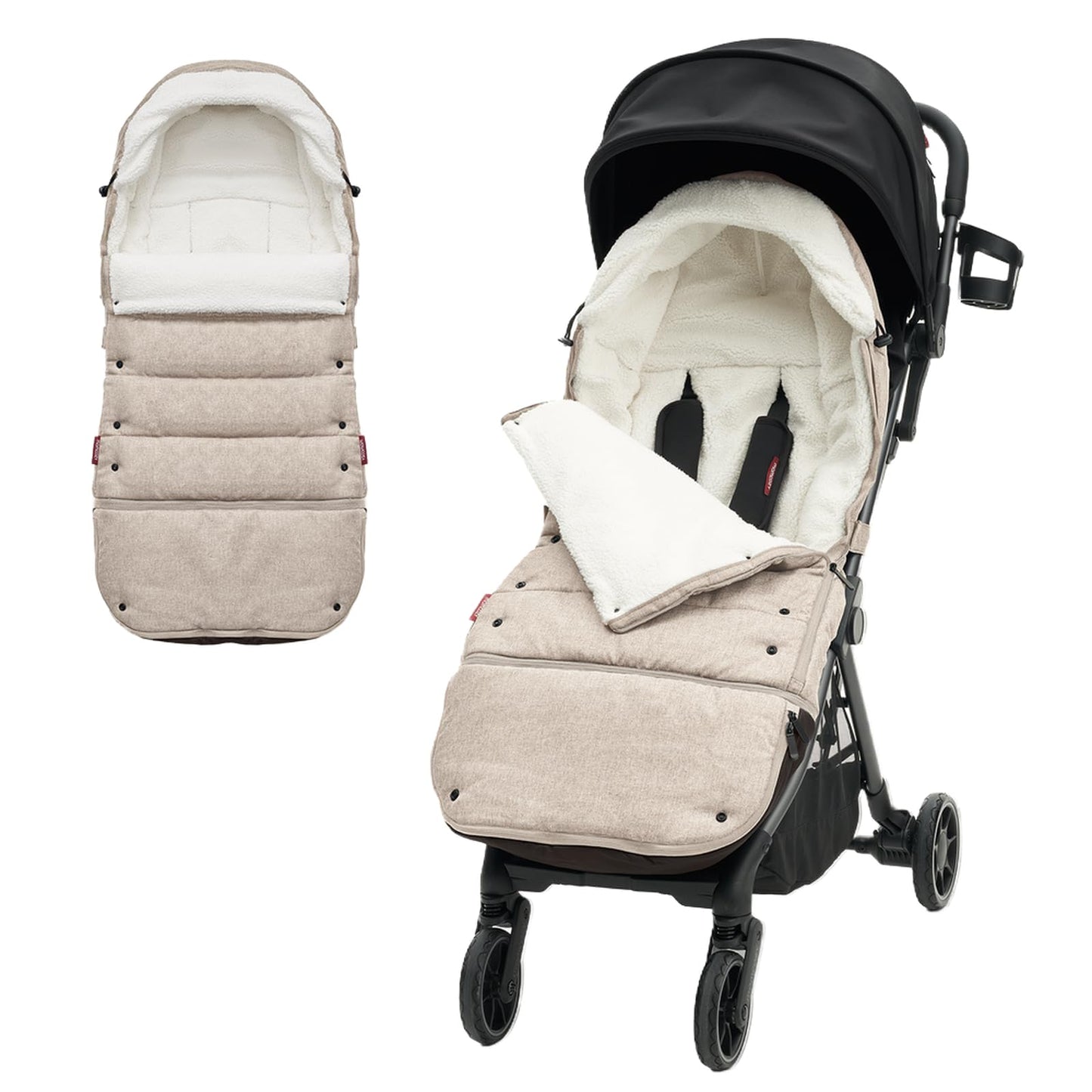 Momcozy Stroller Footmuff Universal | Easily Attaches to Most Strollers | Ultra-Plush,Weather-Proof Stroller Sleeping Bag | Deluxe Warm Stroller Bunting Bag | Extendable Cover Winter | Adjust-Buckle