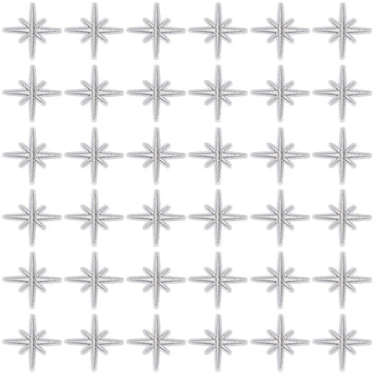 CABODYALS 100Pcs Silver Embroidered Star Patches Solid Eight Pointed Star Iron on Patch Celestial Sew on Repair Badge Appliques Bulk for Sewing Making Clothes Shirts Bags Christmas Backpack Diy Supply