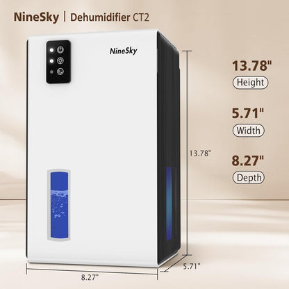 NineSky Dehumidifier - 1000 Sq.Ft. Home Dehumidifier with 95Oz Tank & 7-Color Ambient Light | Quiet & Safe