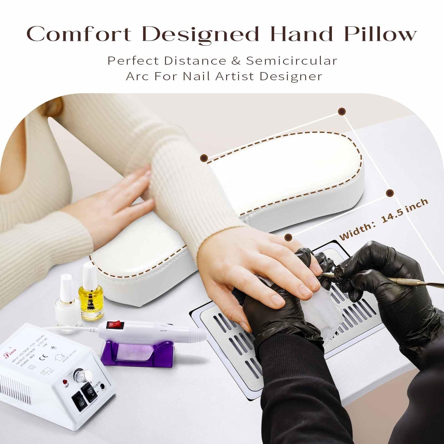 Faquenc Nail Desk with Nail Dust Collector,Portable Nail Table Rolling Manicure Table Nail Tech Travel Nail Station Professional Folding Nail Salon Table with Cacuum,Arm Rest,Lockable Wheels,Bag,White