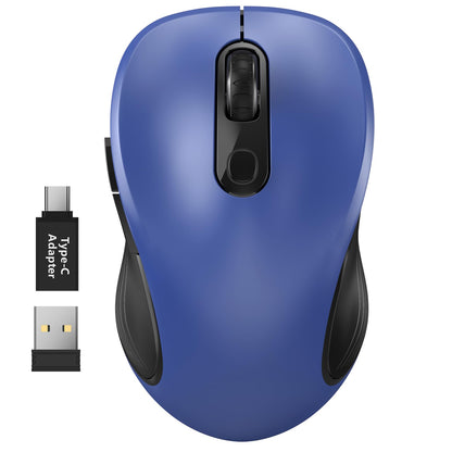 WisFox 2.4G Wireless Mouse for Laptop, Ergonomic Computer Mouse with USB Receiver and 3 Adjustable Levels, 6 Button Wireless Mice for Windows Mac PC Notebook (Grey)