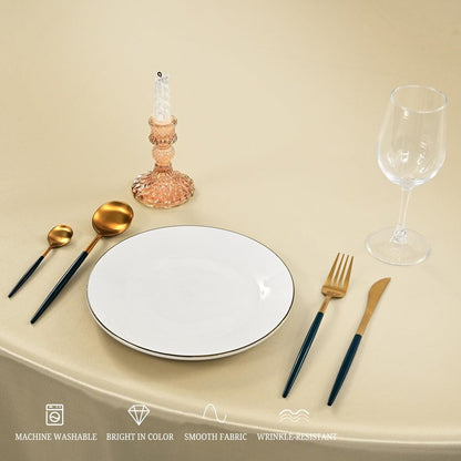REWOMC 12 Pack 90 Inch Round Tablecloth, Champagne Satin Fabric, Wrinkle & Stain Resistant, Perfect for Weddings & Banquets