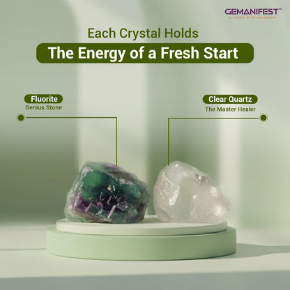 Gemanifest Focus Crystal Candle for Manifestation with Fluorite Bracelet Peppermint Scented Meditation Candle Best Thoughtful Meaningful Gifts for Students Office Employees Coworkers