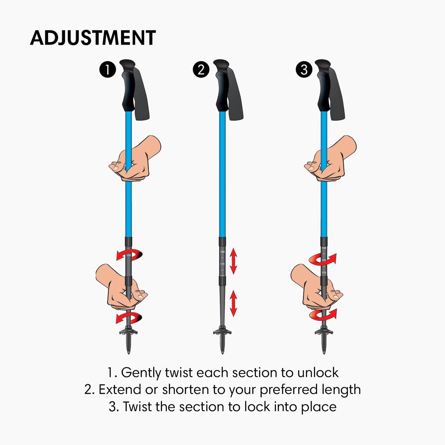 Fizan Compact 4 Trekking Poles – Ultralight, Backpacking, Thru Hiking Poles, Adjustable, Collapsible, Customized Fit, Cork Grips, Aluminum Walking Sticks (Black/EVA Cork)