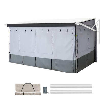 VEVOR RV Awning Sun Shade Room - Compatible with 16-17 ft Awnings, RV Awning Sun Shading Room with Door & Ventilated Mesh Windows, Sunproof & Windproof Three-Sided Enclosure Tent for RV Camping