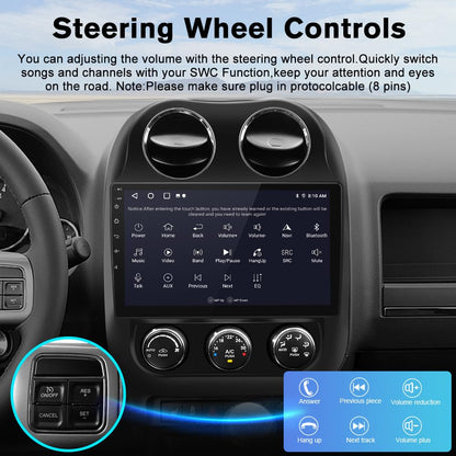 AWESAFE [4Core+64GB] Android Car Stereo for Jeep Patriot Compass 2010 2011 2012 2013 2014 2015 2016, 10" Touch Screen Radio for Jeep Compass with CarPlay Android Auto GPS 5GWiFi Included Camera