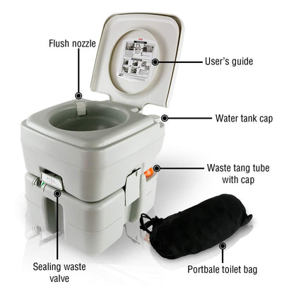 SereneLife Portable Toilet – Compact RV Travel Potty Seat with Cover, 5.3 Gallon Waste Tank, Pump Flush, Leak and Odor Proof – Ideal for Campers, Boating, and Outdoor Activities