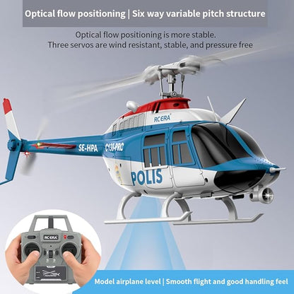 RC ERA 1/33 Scale C138 Pro Bell 206 RC Helicopter 2.4G 6CH 6-Axis Gyro Flybarless Heli with Optical Flow Upside Down 3D Rolling One-Key Takeoff(1 Battery)