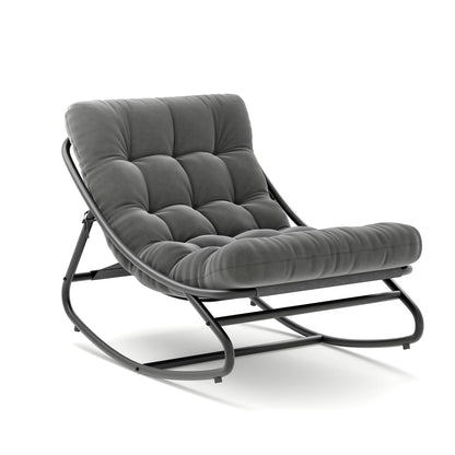 GarveeTech Outdoor Rocking Chair with Thick Waterproof Cushion, Adjustable Metal Frame Patio Rocker for Garden, Poolside, Balcony, or Backyard, Comfortable Modern Design