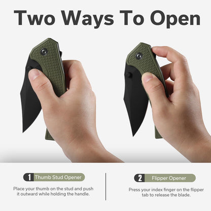CIVIVI Vexillum Folding Knife for Outdoor and EDC, Flipper Pocket Knife with Thumb Stud Opener, 3.81" Nitro-V Blade Milled G10 Handle for Men C23003D-2