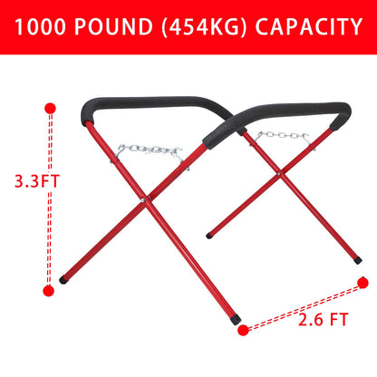 Portable Workbench Folding Work Stand, 2Pack 1,000 Pound Capacity Foldable Work Table, Heavy-Duty Bumper Stand for Garage and Shop in Red