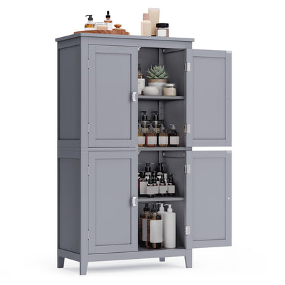 VASAGLE Floor Storage Cabinet, Freestanding Storage Unit with 4 Doors, Adjustable Shelves, 11.8 x 23.6 x 43.3 Inches, for Entryway, Bathroom, Dove Gray UBBC552P36V1