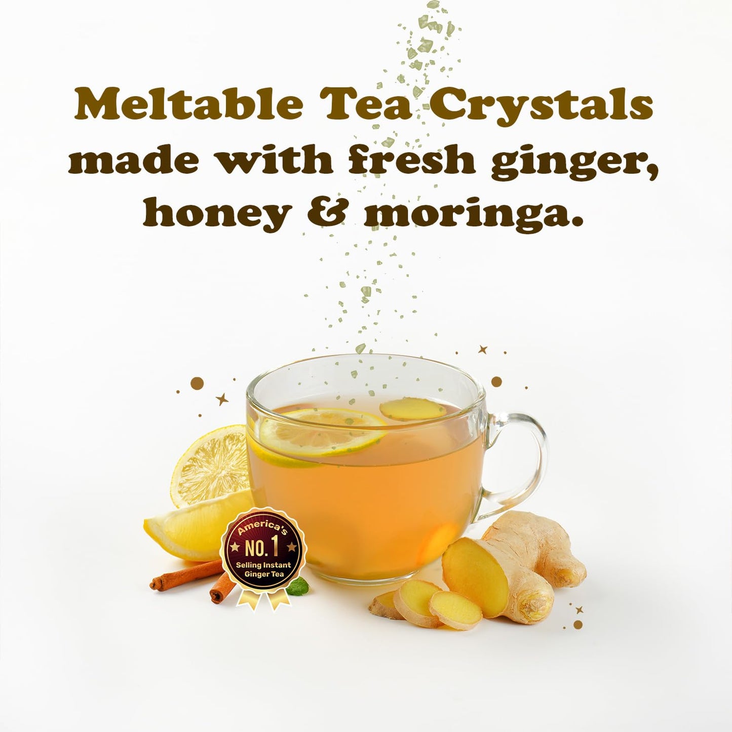 Pocas Honey Ginger Tea, Moringa Flavor, 2-Pack – Instant Tea Powder Packets with Real Ginger, Honey, and Pure Cane Sugar, Caffeine Free, 20 Count Ea