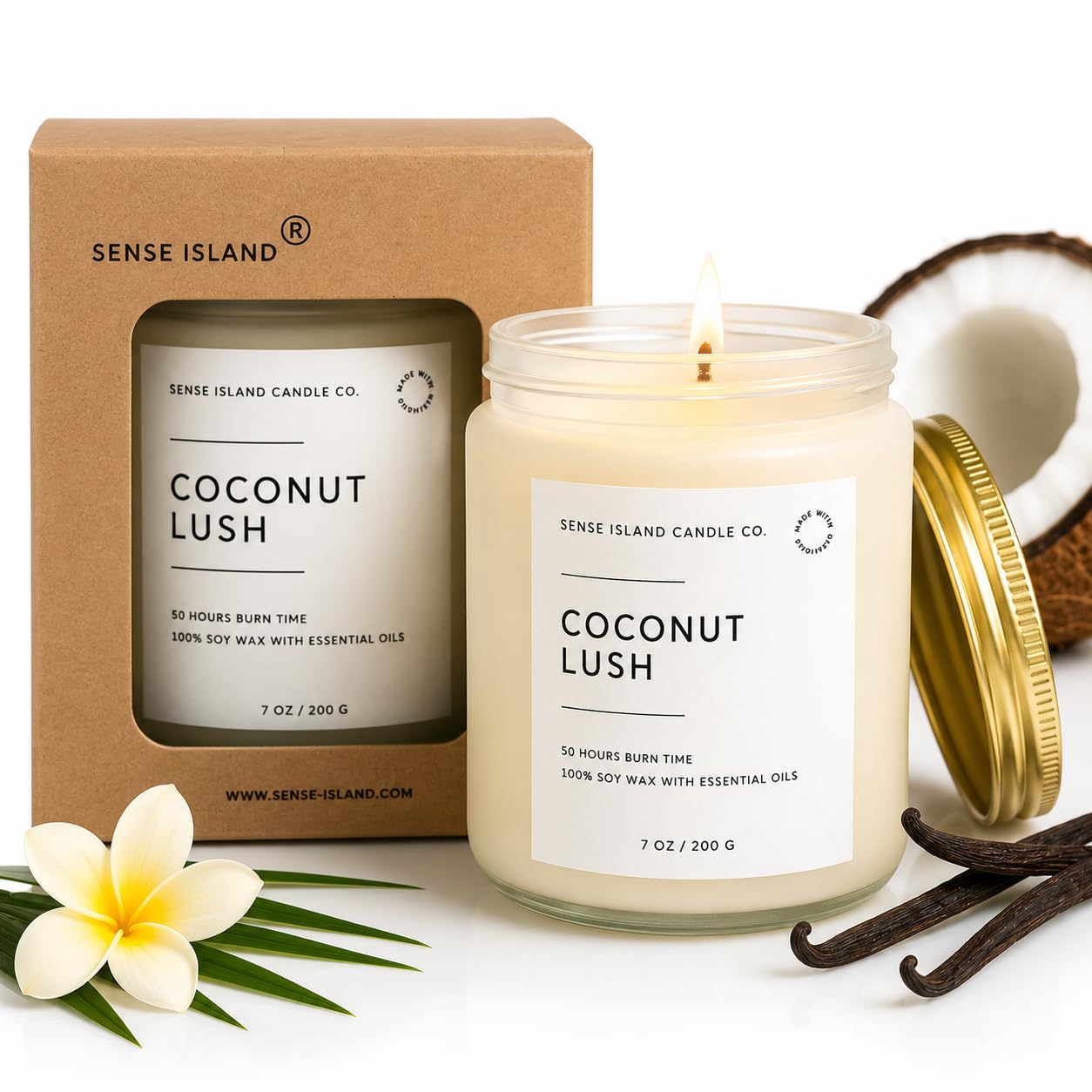 Coconut Lush Scented Candle | Inspired by VS Coconut Passion | 7oz Soy Wax Long Lasting Scented Candle for Women | Gift for Women Sensual Warm and Cozy Fragrance