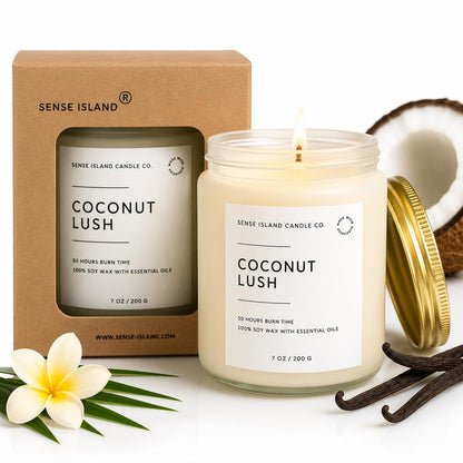 Coconut Lush Scented Candle | Inspired by VS Coconut Passion | 7oz Soy Wax Long Lasting Scented Candle for Women | Gift for Women Sensual Warm and Cozy Fragrance